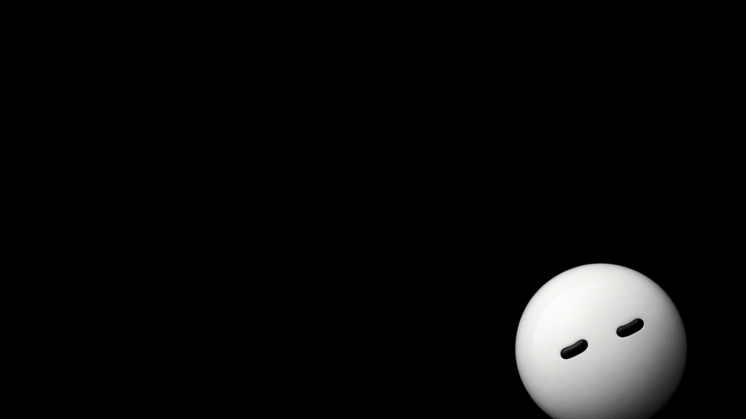 A pale form with a quiet glance, emerging from a black field